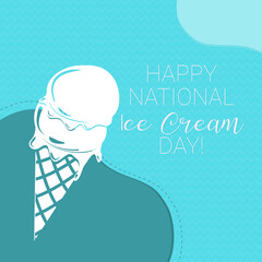 Instagram vector banner, label, post for National Ice Cream Day.