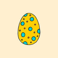 Colorful Easter egg with a pattern. Doodle. Vector. Hand-drawn illustration.