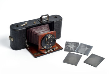Historic 1900's accordion photographic film camera