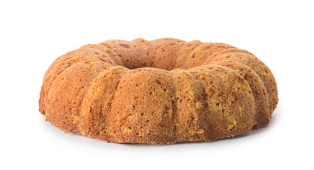 Tasty corn cake on white background