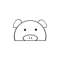 pig head face or pork bacon flat vector icon for animal