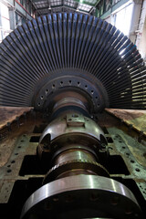 Rotor turbine of power electric 30 megawatts generator in geothermal power plant, maintenance jobs...
