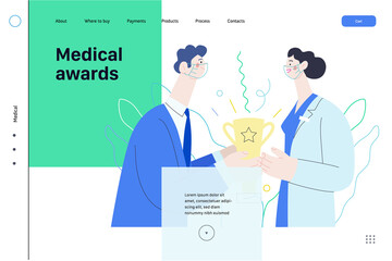 Medical awards - medical insurance web template. Modern flat vector