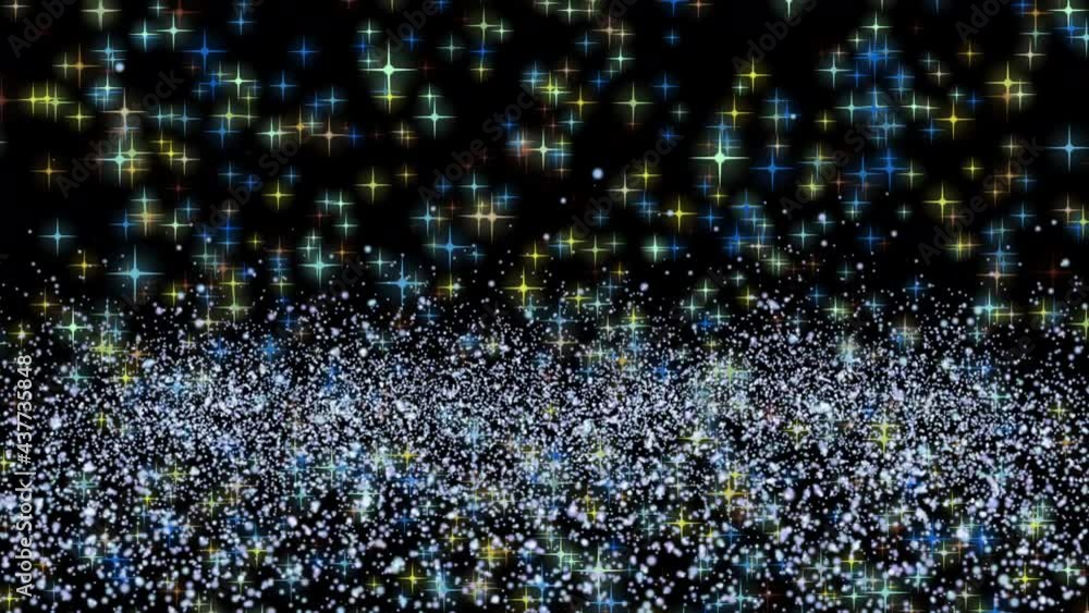 Poster abstract multicolored starfall in space against the background of cosmic dust. 4k. futuristic techno
