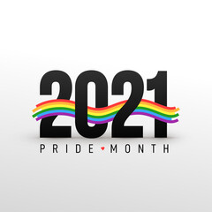 LGBT Pride Month 2021 concept. Freedom vector rainbow flag with heart. Gay parade annual summer event. Pride symbol with heart, LGBT, sexual minorities, gays and lesbians. Template designer sign, icon