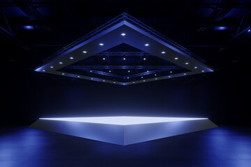 Exhibition standing for mockup and Corporate identity. Retail booth design elements in Exhibition hall .3d render. © tembai