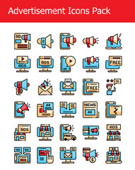 set of online advertisement online marketing icons filled outline