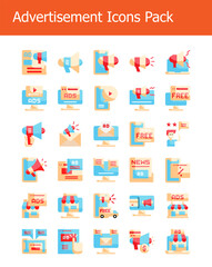 set of online advertisement online marketing icons flat  style