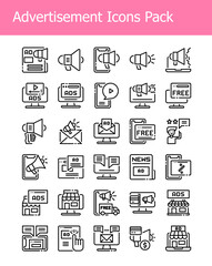 set of online advertisement online marketing icons simple line  style