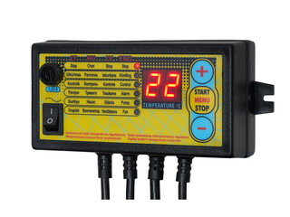 A simple, reliable and inexpensive controller controls the circulation pump and the supply fan of the solid fuel boiler. Digital LCD display, LED backlight for setting modes.