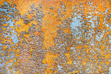 The texture rust, a background  yellow brown rust on metal