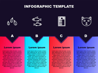 Set line Sesame seeds, Fish, Clinical record and Pet. Business infographic template. Vector
