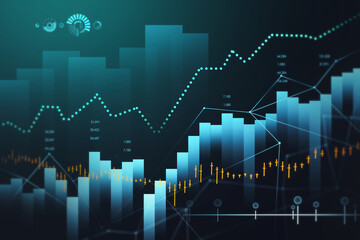 Abstract financial graph over emerald green background