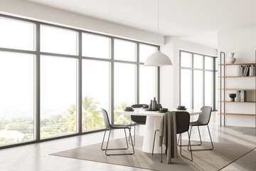Panoramic white dining room corner