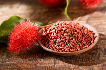 Annatto seeds, Onoto, Annatto, Bixa orellana, natural red pigment
