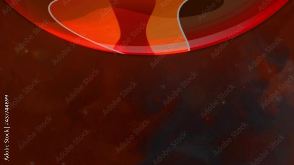 Poster abstract part of round shaped red object rotating in outer space. motion. beautiful red wheel spinni