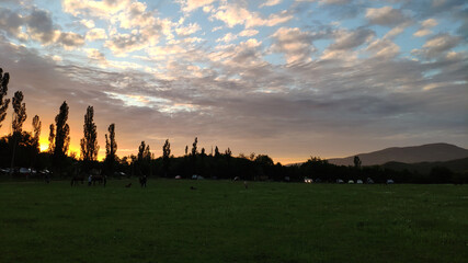 Crimean peninsula, mountainous Crimea. Sunset on a summer day in the Belbek valley.