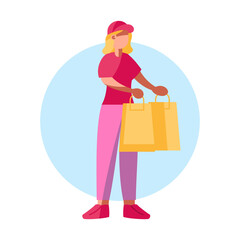 Isolated delivery girl with a package Vector illustration