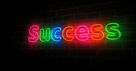 Obraz premium Success symbol neon light 3d illustration