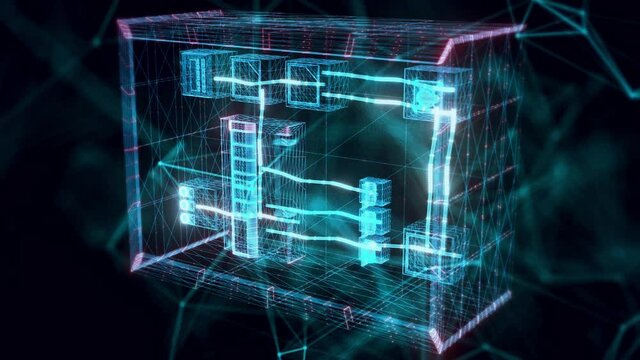 Electrical box hologram Close up. High quality 4k footage