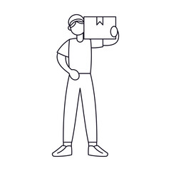 Isolated delivery boy with a package Vector illustration