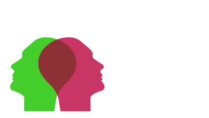 two-faced personality. emotion,state disorder concept. person with mental health and mental problems. Imagination. Web banner. Copy space. world mental health day.