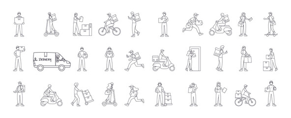 Fototapeta na wymiar Set of delivery related icons Vector illustration