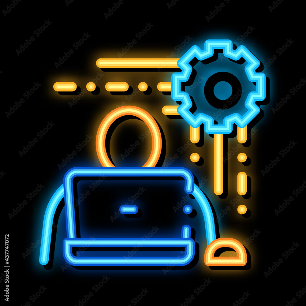 Aufkleber programmer work neon light sign vector. glowing bright icon programmer work sign. transparent symbol