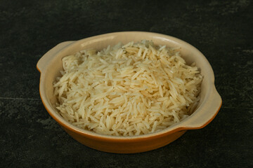 Steamed basmati rice in the bowl