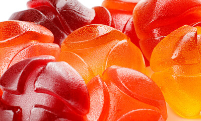 Background of multicolored marmalade candy. Delicious marmalade.