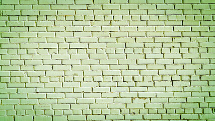 Green mint brick wall background with copy space