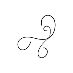 Swirl ornament stroke hand drawn. Ornamental curls with pen, swirls divider and filigree ornaments vector illustration. Black on white.