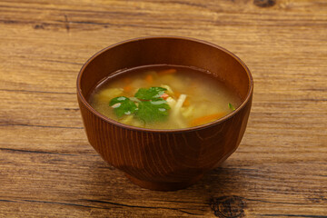 Tasty chicken soup with carrot