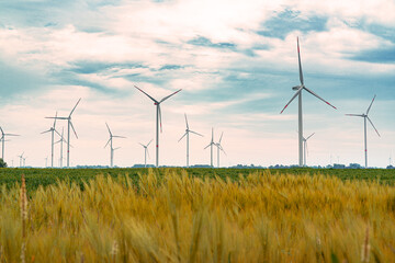 Wind Turbines.Windmill Energy Farm.