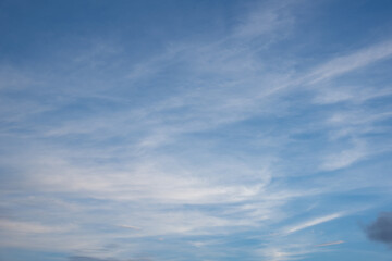 colorful of sky with clouds in the evening. the blue sky view from the airplane.