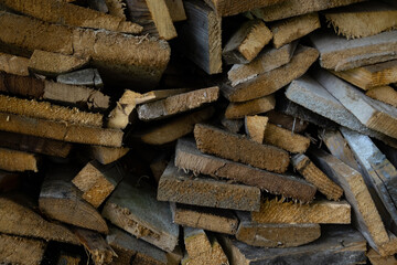 Detail of cut and processed wood to sell, lumber industry