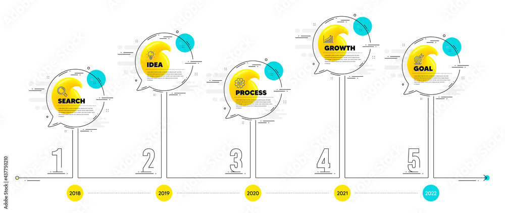 Poster timeline infographic diagram with numbers. quote mark speech bubble banners. quotation dialog messag