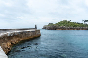 Isla San Nicolas from the seaport of the Lekeitio municipality, Bay of Biscay in the Cantabrian Sea. Basque Country