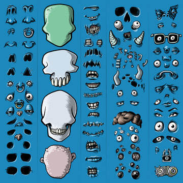 Gesichter-Bausatz 03 (Halloween-Version)
nahezu unbegrenzte Kombinationsmöglichkeiten