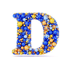 D letter with colored shiny balls