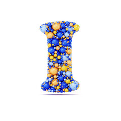 I letter with colored shiny balls