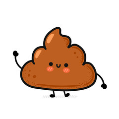 Cute funny happy poop. Vector hand drawn cartoon kawaii character illustration icon. Isolated on white background. Funny cartoon poop, shit mascot character concept