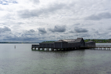 Obraz premium view of the Alssund and the Sonderborg Vikingeclub bathhouse