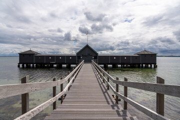 view of the Alssund and the Sonderborg Vikingeclub bathhouse