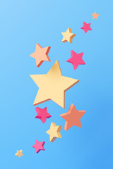 Obraz premium 3D illustration of colorful stars floating in a zero gravity field