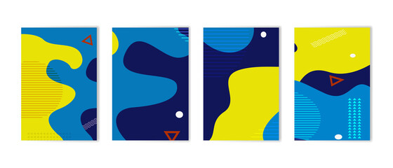 color splash covers set background. Geometric line shape pattern. Vector illustration