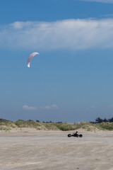 kite buggy enjoying a windy day on the Wadden Sea island beaches of western Denmark
