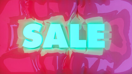 3D Illustration of a word SALE indented into a soft glossy surface.