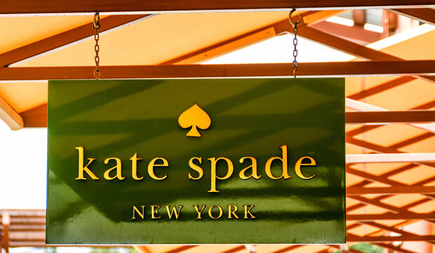 Seattle, Washington State, USA - June 2018: Close up view of a sign outside the Katie Spade New York factory store near Seattle.