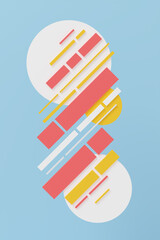 Abstract 3D illustration of disks and rectangles